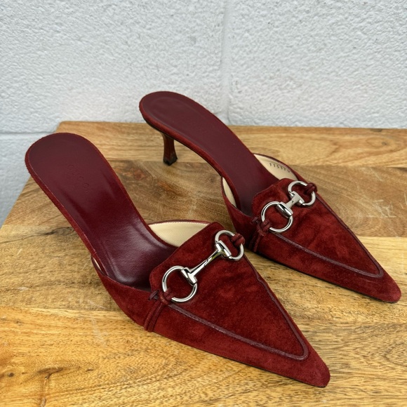 Gucci Shoes - Gucci Red Leather Suede Kitten Heels Size 8